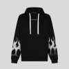 Men Vision of Super Sweatshirts | Black Hoodie With Grey Flames