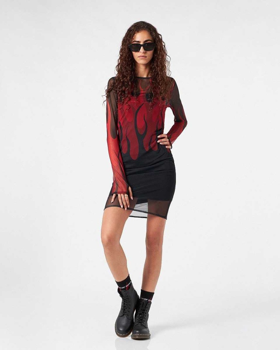 Woman Vision of Super Clothes Pants | Black Dress With Red Triple Flames