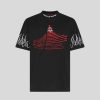 Men Vision of Super T-Shirts | Black T-Shirt With Red Bull 64 Bars Print