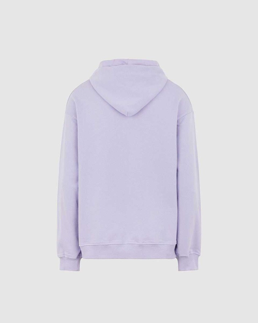 Men Vision of Super Sweatshirts | Lilac Hoodie With Embroidered Flaming Heart