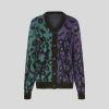 Men Vision of Super Jumpers | Multicolor Cardigan With Black Tribal Flames