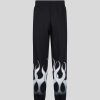 Men Vision of Super Pants | Black Pants With White Flames