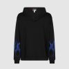 Men Vision of Super Sweatshirts | Black Hoodie With Blue Flames