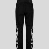 Men Vision of Super Pants | Black Jeans With White Flames