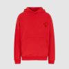 Men Vision of Super Sweatshirts | Red Hoodie With Embroidered Flaming Heart