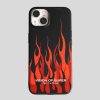 Men Vision of Super Accessories | Black Iphone 14 Pro Cover With Red Flames And White Logo