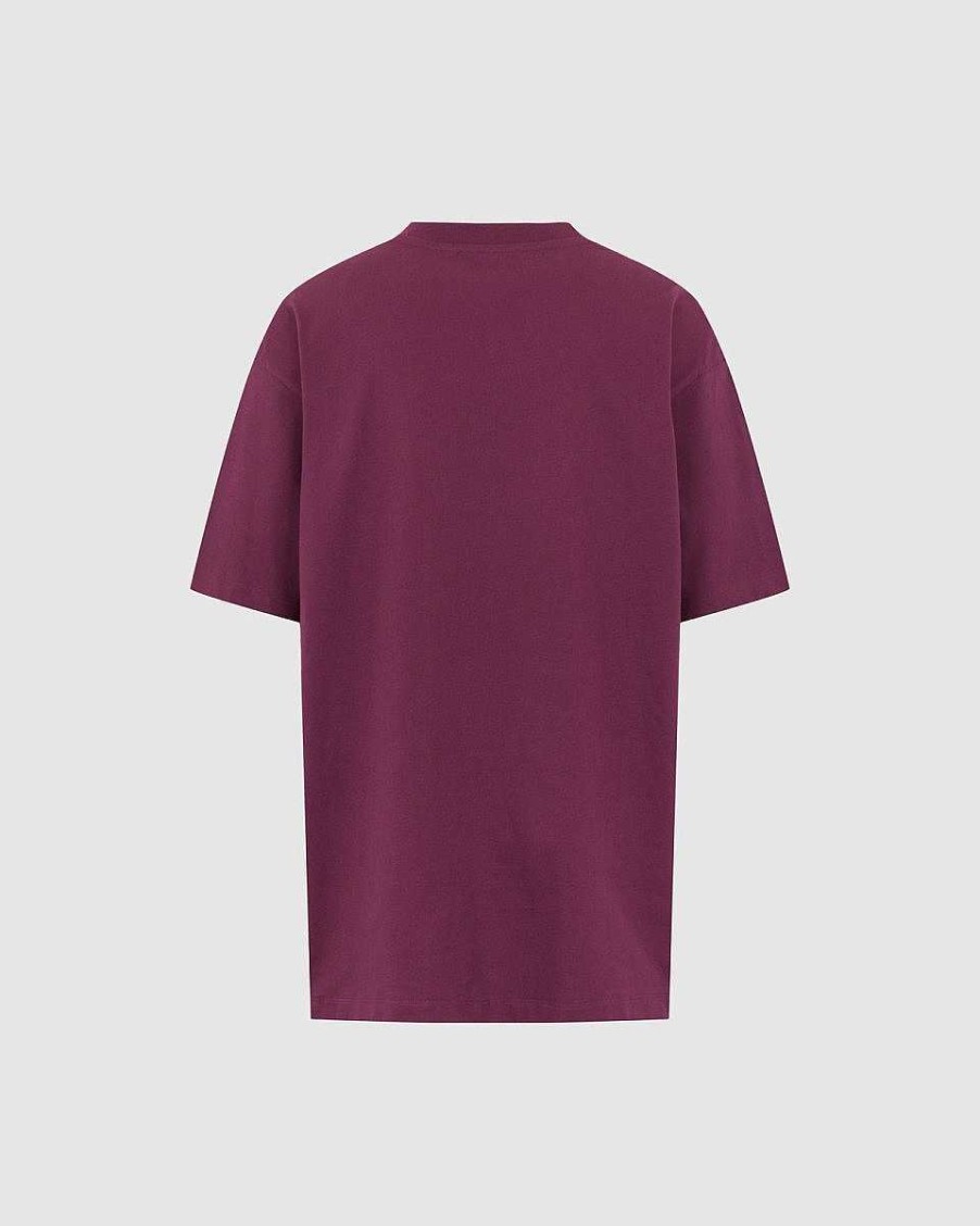 Men Vision of Super T-Shirts | Grape Wine T-Shirt With Embroidered Flaming Heart