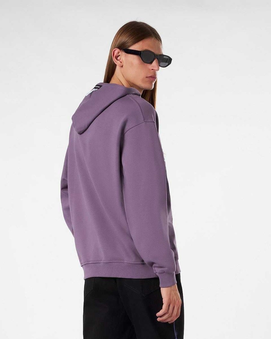 Men Vision of Super Sweatshirts | Purple Hoodie With Tiger Graphics