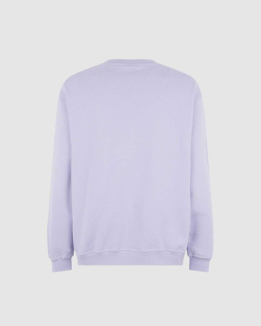 Men Vision of Super Sweatshirts | Lilac Crewneck With Embroidered Flaming Heart