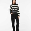 Men Vision of Super Jumpers | White Striped Woman Jumper With Black Flames