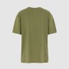 Men Vision of Super T-Shirts | Green T-Shirt With Embroidered Flaming Heart