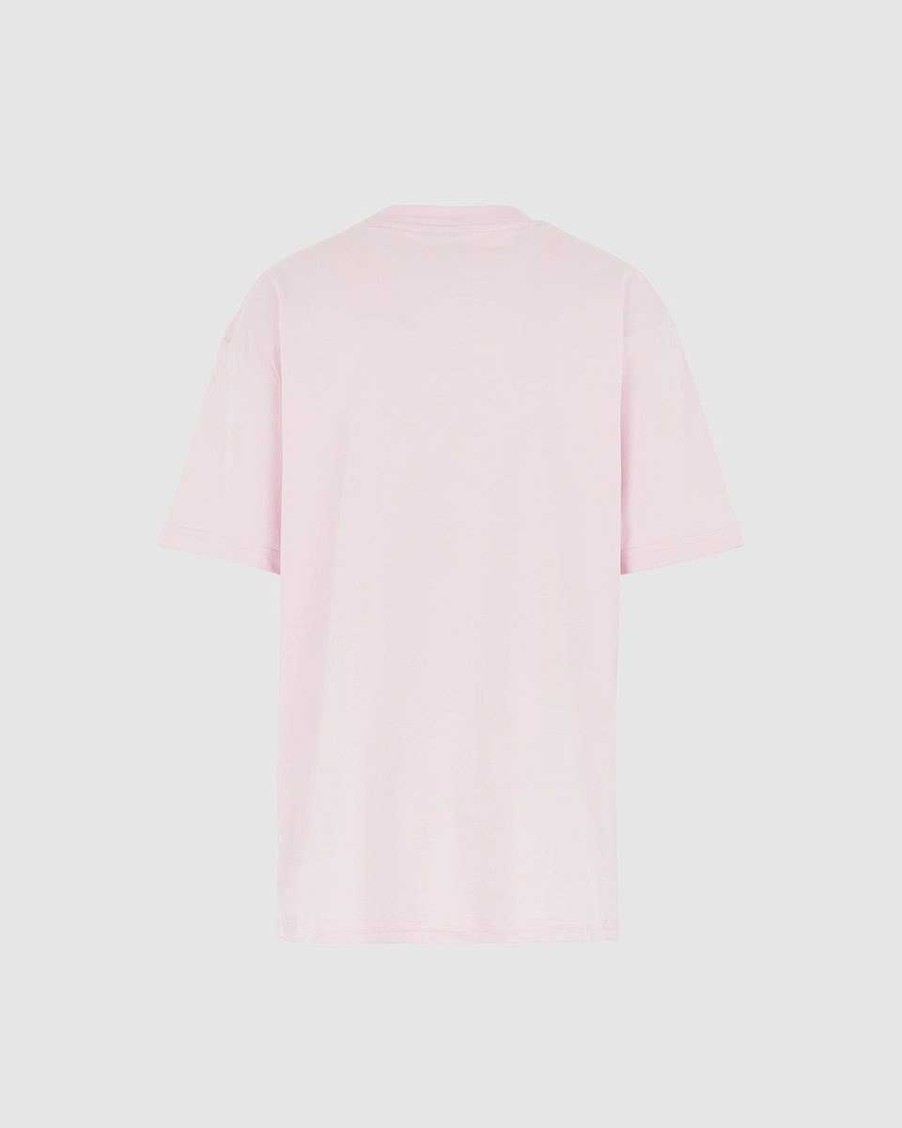 Men Vision of Super T-Shirts | Pink T-Shirt With Embroidered Flaming Heart