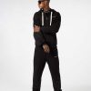 Men Vision of Super Sweatshirts | Black Zip Hoodie With Black Embroidered Flames