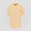 Men Vision of Super T-Shirts | Peach T-Shirt With Embroidered Flaming Heart