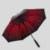 Men Vision of Super Accessories | Black Umbrella With Triple Flames And Logo Print