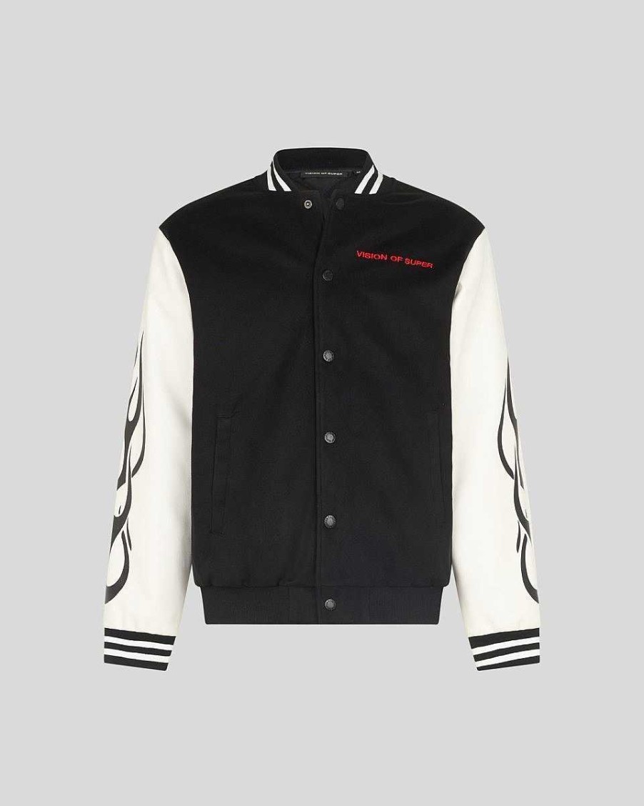 Men Vision of Super Outwear | Black Varsity Jacket