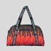 Men Vision of Super Accessories | Black Gym Bag With Triple Flames