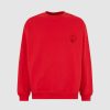 Men Vision of Super Sweatshirts | Red Crewneck With Embroidered Flaming Heart