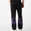 Men Vision of Super Pants | Black Pants With Purple Flames