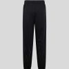 Men Vision of Super Pants | Black Woman Pants With Black Embroidered Flames