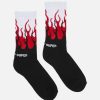 Men Vision of Super Socks | Red Double Flames Socks