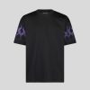 Men Vision of Super T-Shirts | Black T-Shirt With Purple Flames