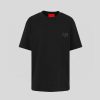 Men Vision of Super T-Shirts | Black T-Shirt With Embroidered Flaming Heart