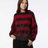 Men Vision of Super Jumpers | Red Striped Woman Jumper With Black Flames