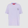 Men Vision of Super T-Shirts | Lilac T-Shirt With Embroidered Flaming Heart