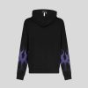 Men Vision of Super Sweatshirts | Black Hoodie With Purple Flames