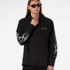 Men Vision of Super Shirts | Black Worker Shirt With Tribal Flames