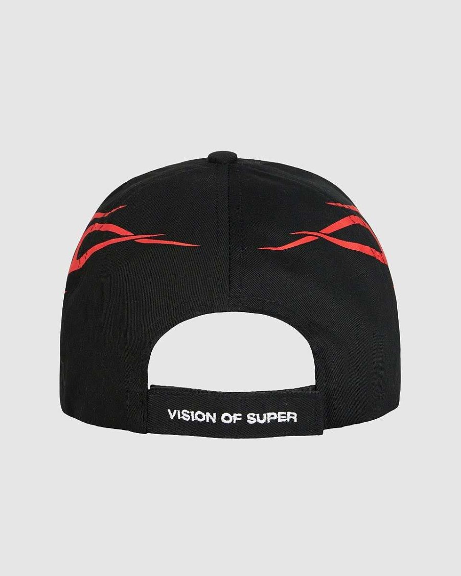 Men Vision of Super Accessories | Black Cap With Red Tribal Print