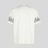 Men Vision of Super T-Shirts | White T-Shirt With Black Embroidered Flames