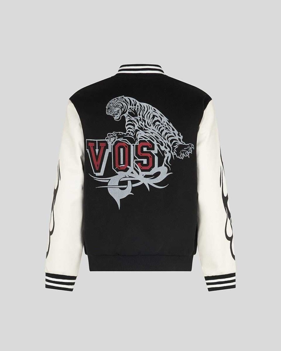 Men Vision of Super Outwear | Black Varsity Jacket