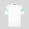 Men Vision of Super T-Shirts | White T-Shirt With Light Blue Flames