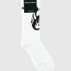 Men Vision of Super Socks | White Socks With Black Fire Logo