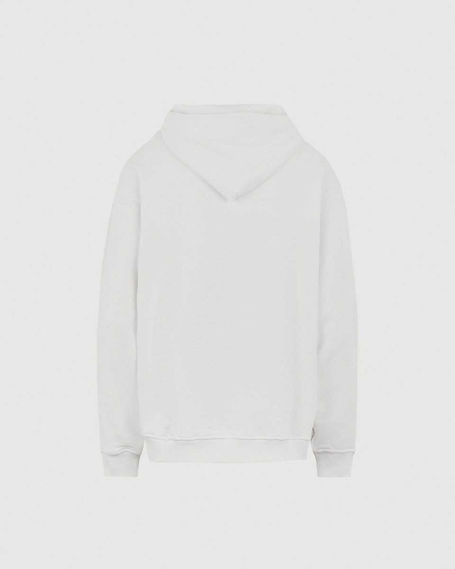 Men Vision of Super Sweatshirts | Off White Hoodie With Embroidered Flaming Heart