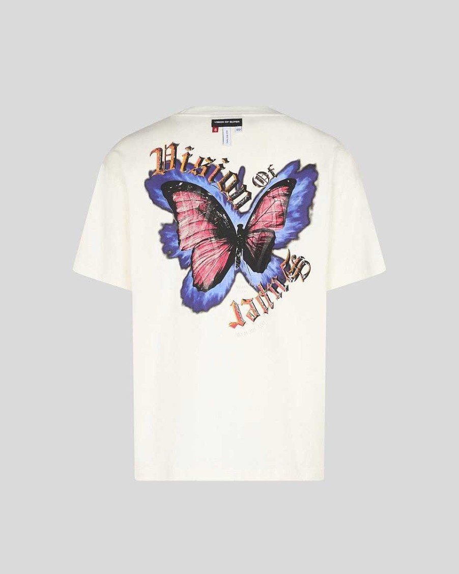 Men Vision of Super T-Shirts | White T-Shirt With Butterfly Graphics