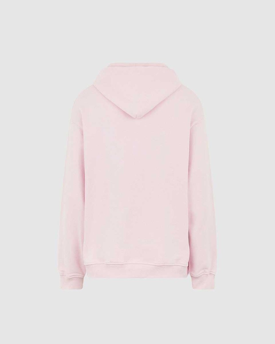 Men Vision of Super Sweatshirts | Pink Hoodie With Embroidered Flaming Heart