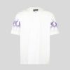 Men Vision of Super T-Shirts | White T-Shirt With Purple Flames