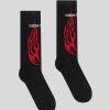 Men Vision of Super Socks | Black Socks With Red Tribal Flames