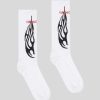 Men Vision of Super Socks | White Socks With Black Tribal Flames