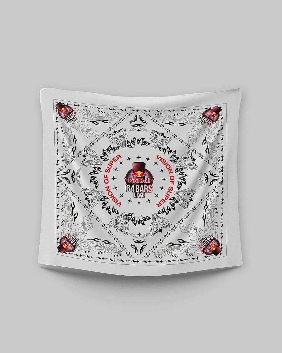 Projects Vision of Super | White Bandana With Red Bull 64 Bars Print