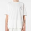 Men Vision of Super T-Shirts | Off White T-Shirt With Embroidered Flaming Heart