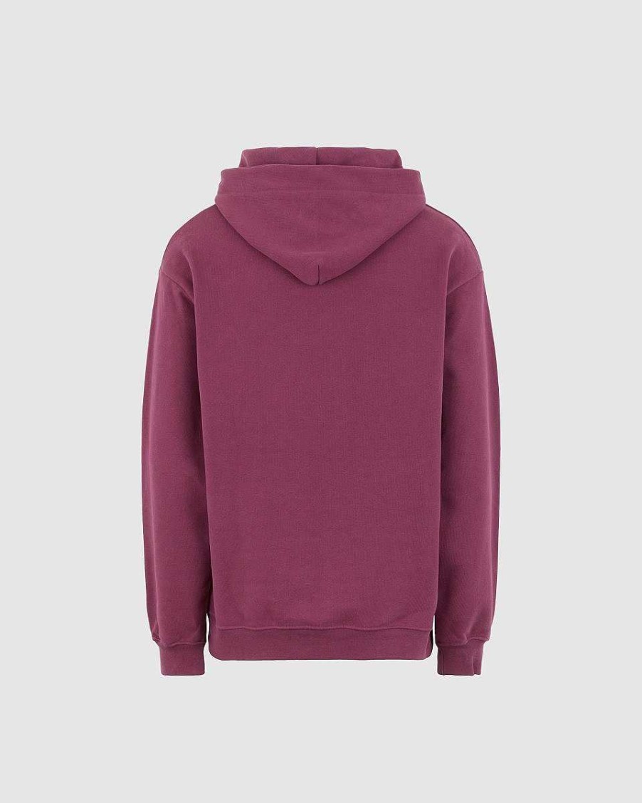 Men Vision of Super Sweatshirts | Grape Wine Hoodie With Embroidered Flaming Heart