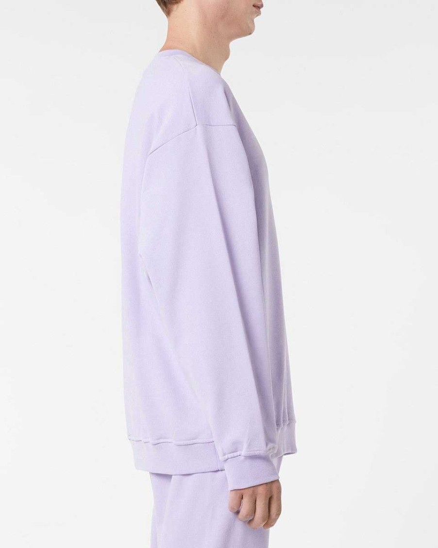 Men Vision of Super Sweatshirts | Lilac Crewneck With Embroidered Flaming Heart