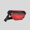 Men Vision of Super Accessories | Black Fanny Pack With Triple Flames