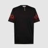 Men Vision of Super T-Shirts | Black T-Shirt With Red Flames