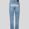 Men Vision of Super Pants | Blue Denim Pants With "Super" Graphics