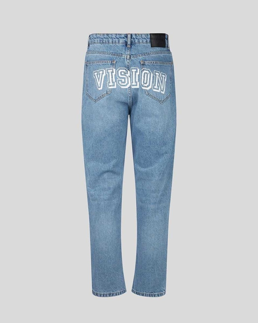 Men Vision of Super Pants | Blue Denim Pants With "Super" Graphics